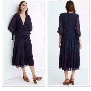 NWT Madewell Tie Sleeve Clipdot Dress 6